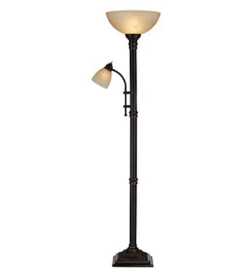 Regency Hill Garver Bronze Side Light Torchiere Floor Lamp